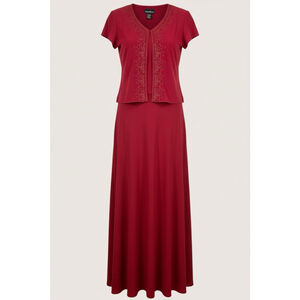 Positive Attitude Red Dress Size 12 Beaded Formal Maxi Church Evening